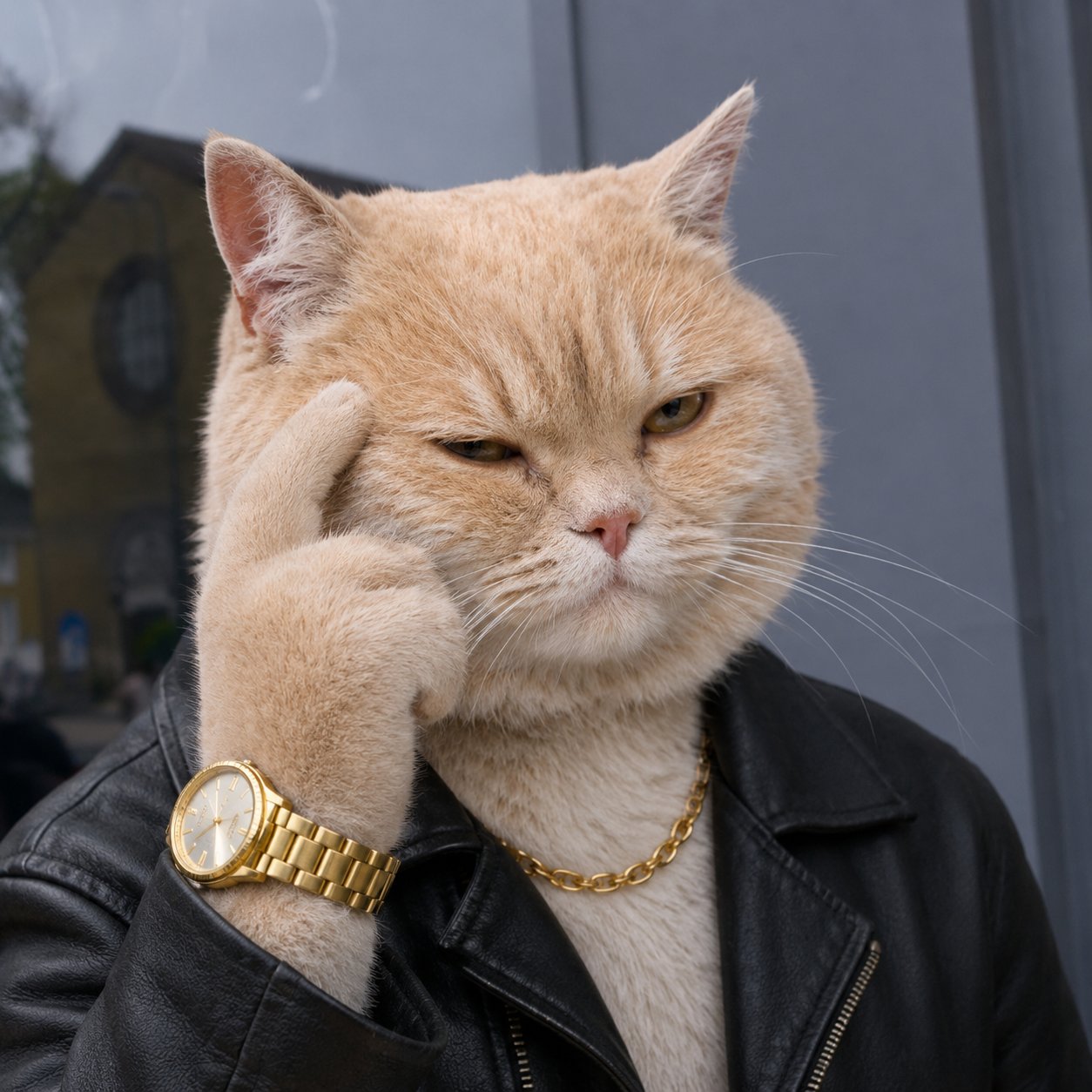 Cat with gold watch
