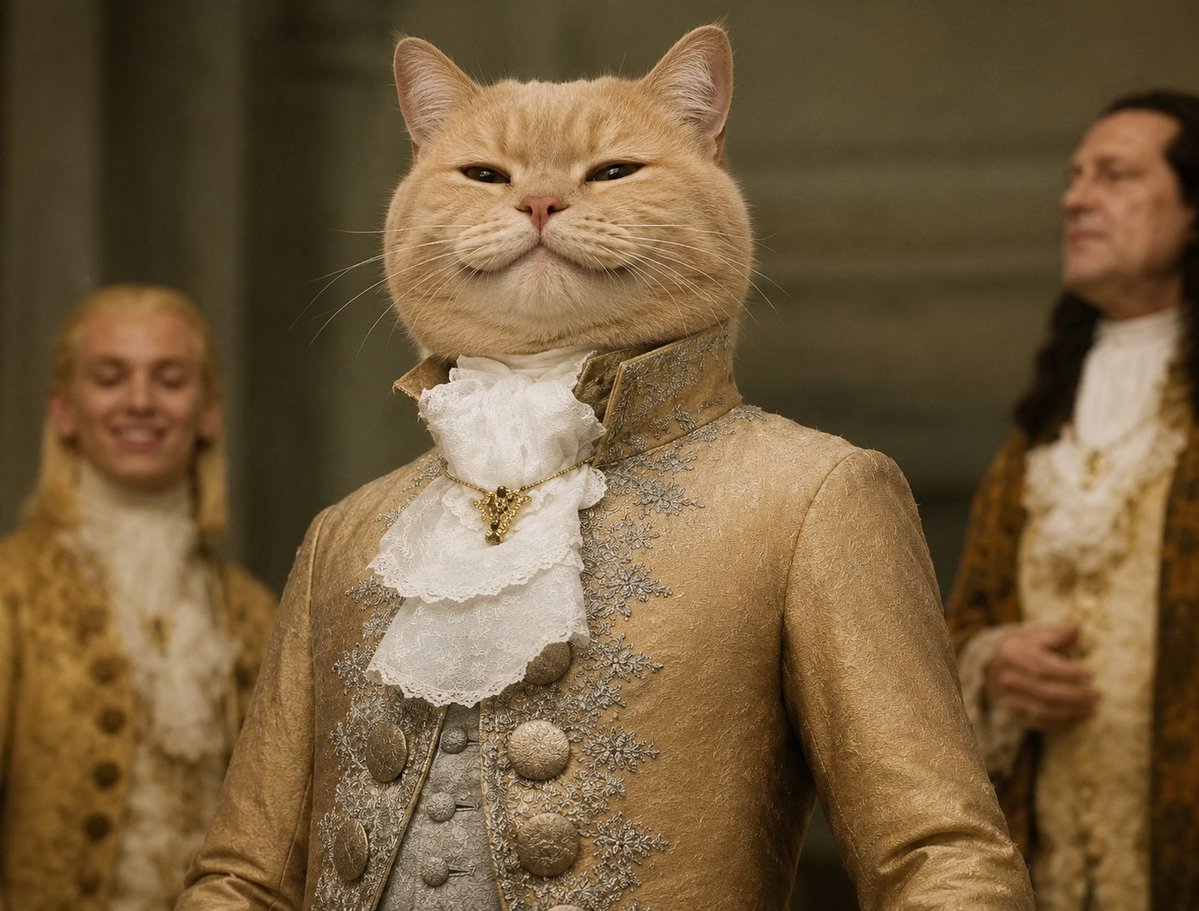Aristocrat cat in royal gold coat